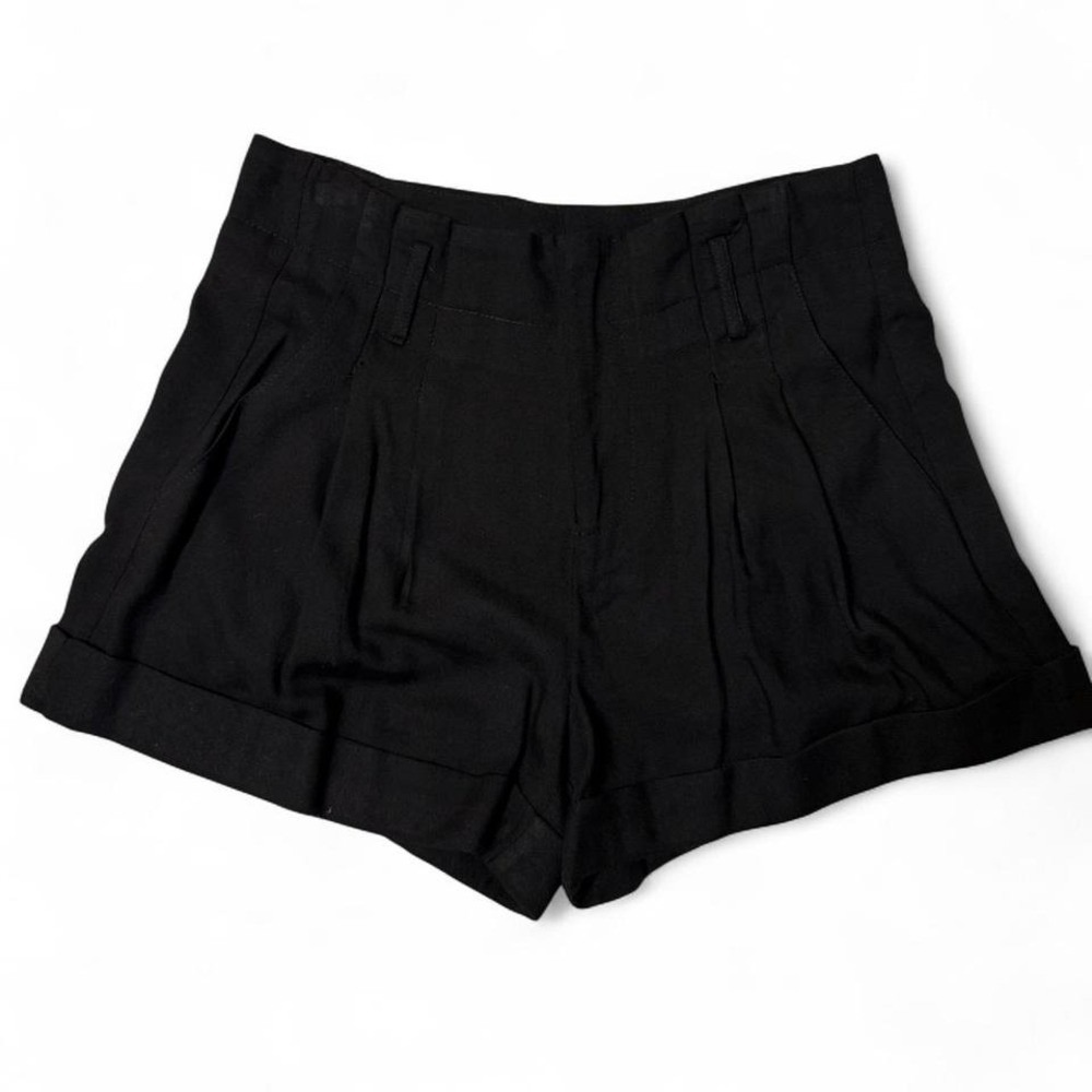UO Sparkle & Fade Black Pleated Belt Loop Paperbag Shorts Women's Size Small 4